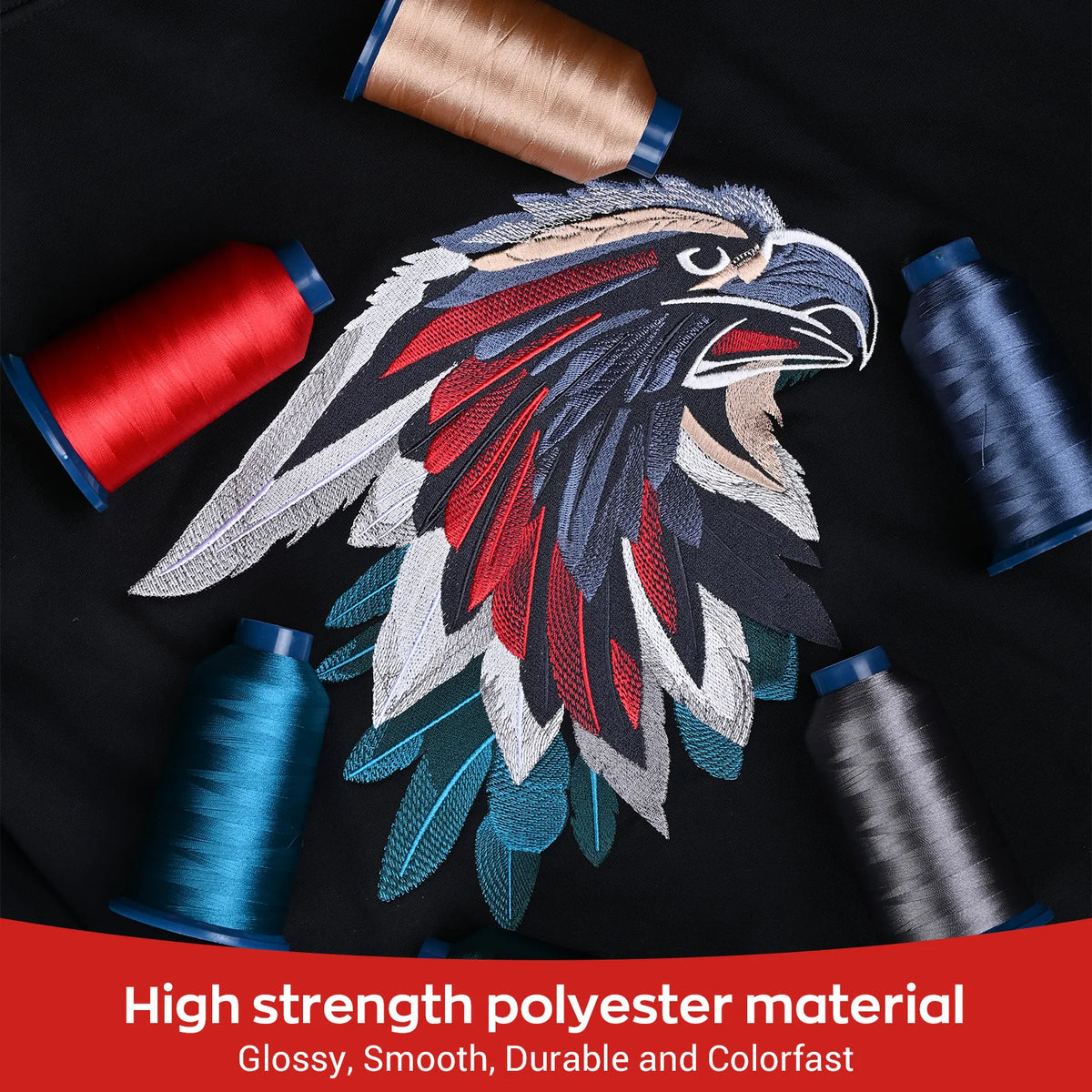 Kit de hilos de poliéster para bordar, 100 colores, 40WT, carretes de 4000m para máquinas de coser y bordar