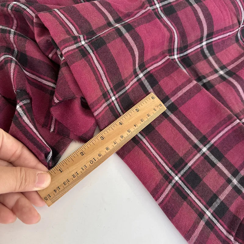Brushed Plaid 100% Cotton Fabric – 145cm Wide, 250g/m for Shirts, Dresses, Coats & DIY