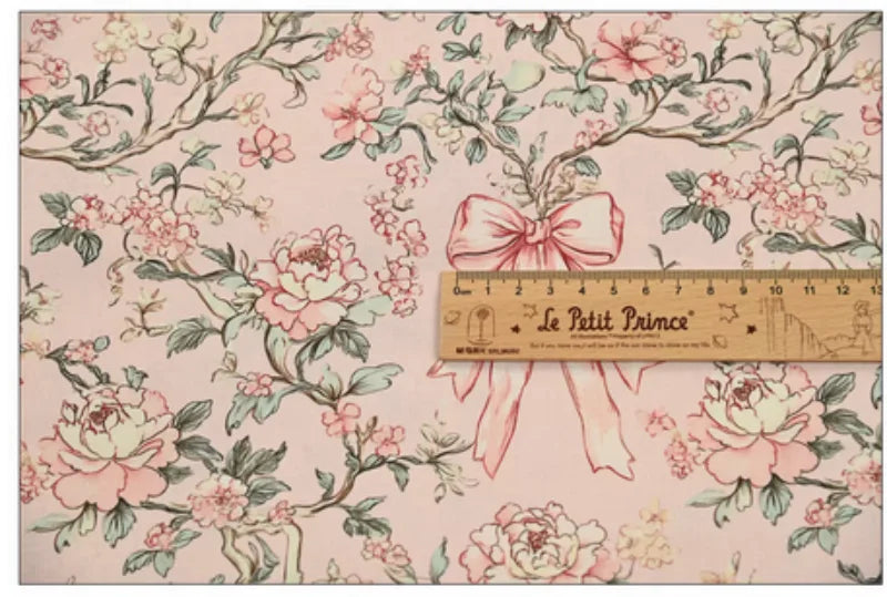 Bowknot & Flower Print 100% Cotton Fabric | 110cm Wide | Sold by the Half Yard
