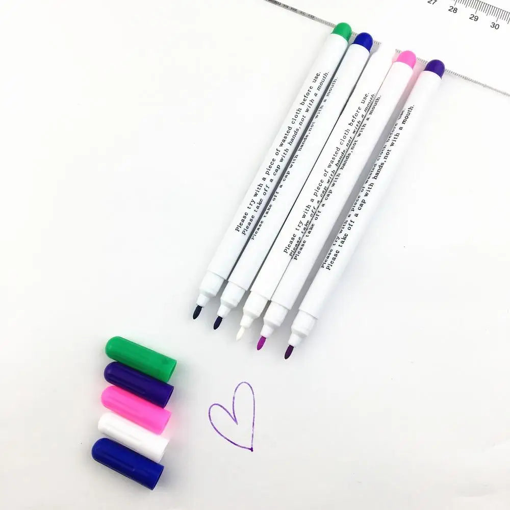 Water-Soluble Fabric Marking Pens – 5-Pack, Erasable Cross-Stitch & Embroidery Markers