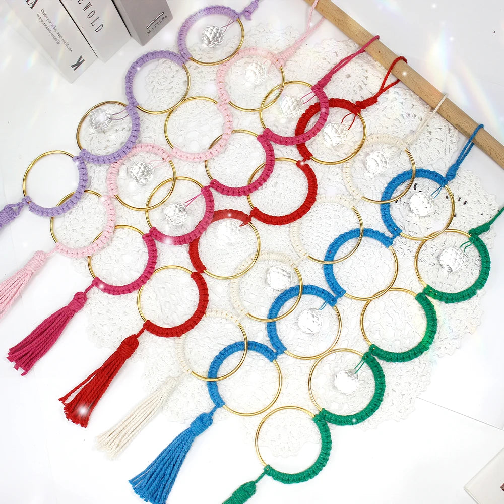 Kit Atrapasueños de Macramé Bohemio – Decoración DIY de Pared y Ventana con Anillo de Cristal