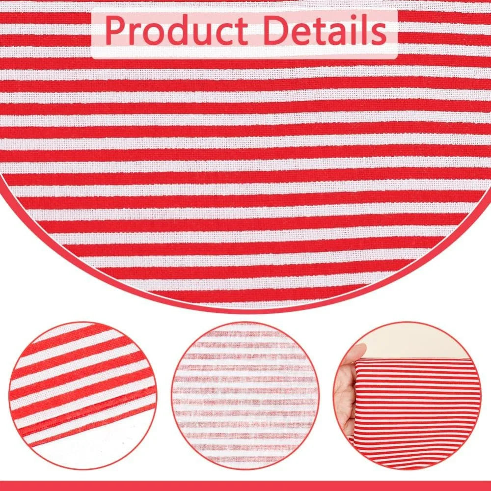 Red & White Striped Cotton Fabric | 1.7 Yards × 39" | Quilting & DIY Sewing