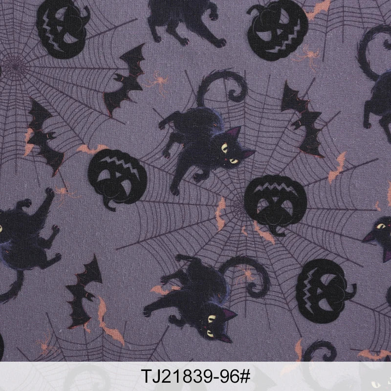 Halloween Print Fabric – Spiderweb, Ghost & Holiday Motifs | 100% Polyester, 150cm Wide
