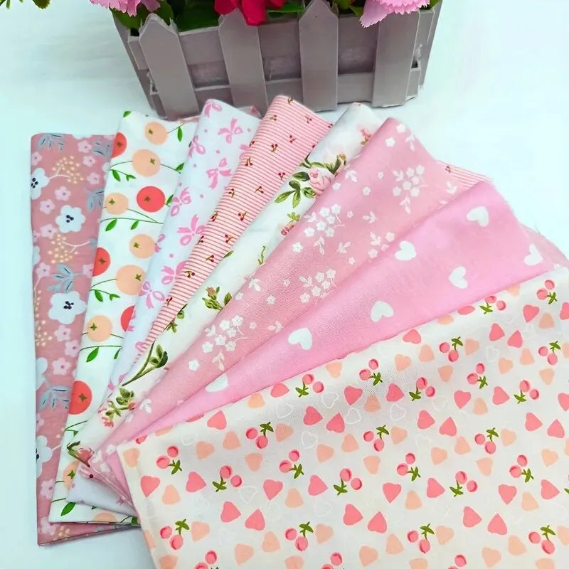 Paquete de Tela de Algodón — 8 Retales Grandes Precortados (25×20cm) | Estampados Florales para Patchwork