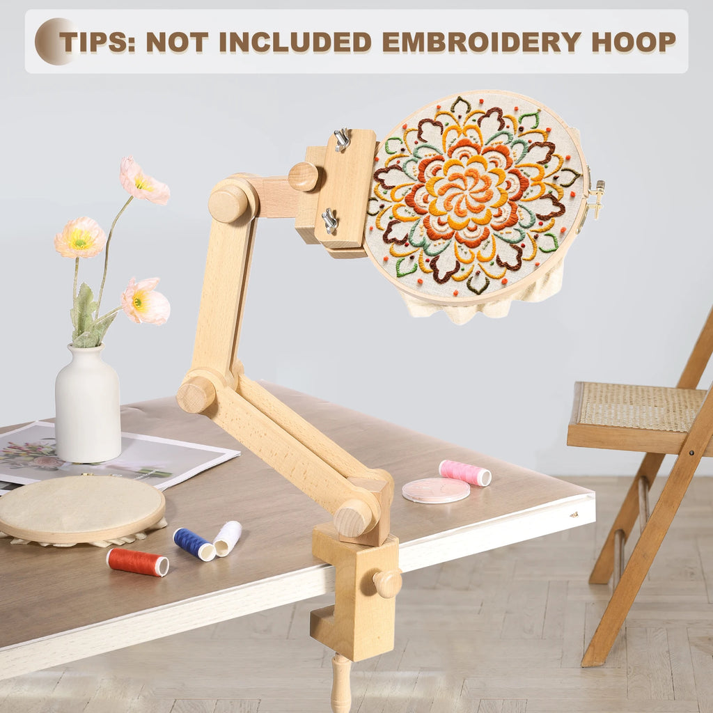 Adjustable Beechwood Table-Clamp Embroidery Stand – 28 in
