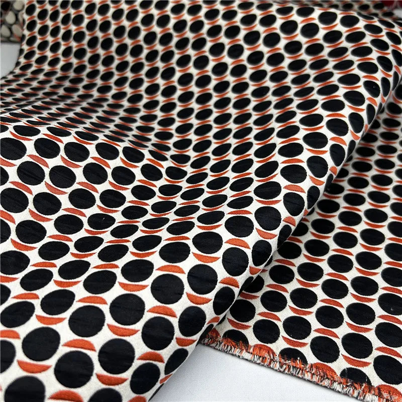 Black Polka Dot Brocade Fabric – 145cm Wide, 370g/m for Pants, Jackets & Fashion Clothing