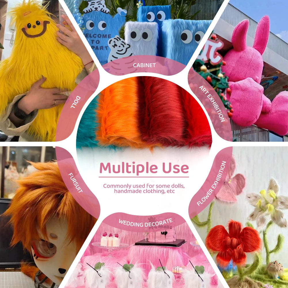 Tela de Pelo Sintético de 2.5cm de Largo – 30x50cm, Cosplay & Fursuit, 23 Colores