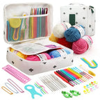 Juego de ganchillos ergonómicos y kit para principiantes — Lana, agujas de acero y suministros de tejido | 8 tipos