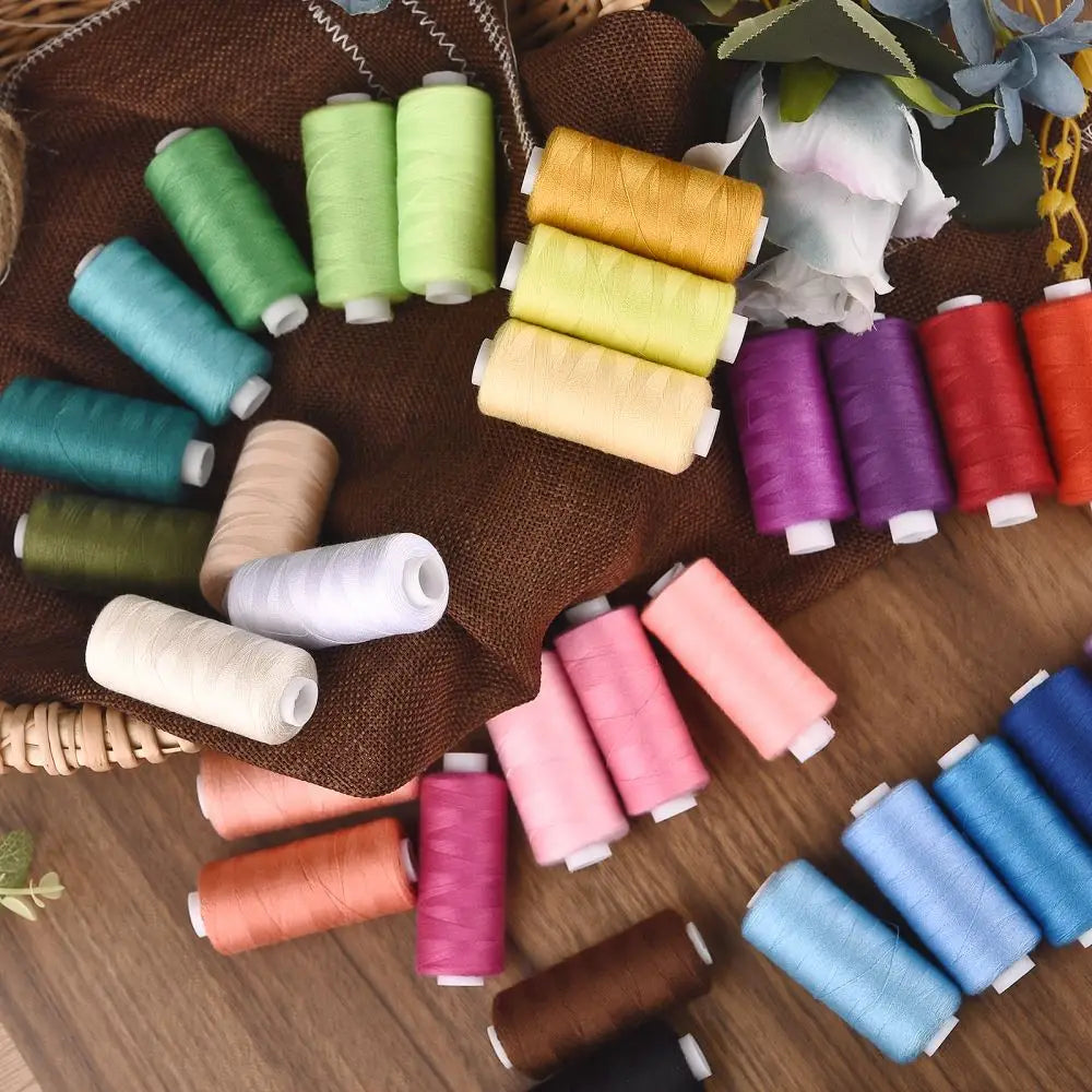 Polyester Sewing Thread Set — 6 Rolls, 400 Yards Each
