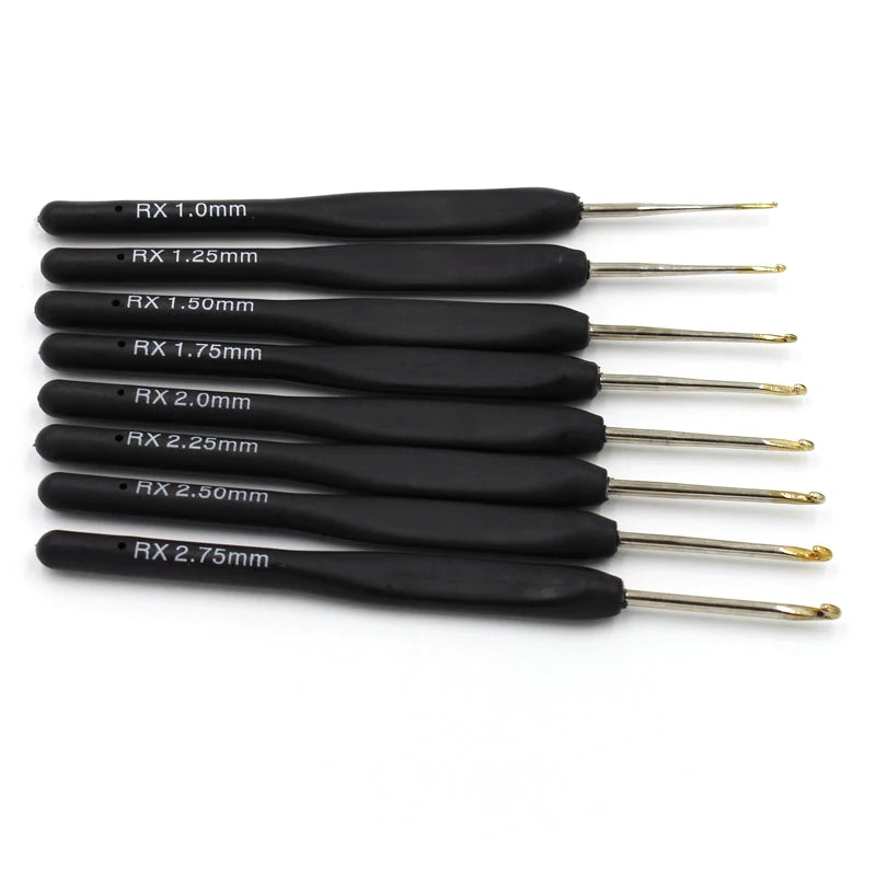 8-Piece Fine Crochet Hook Set – Black Handles
