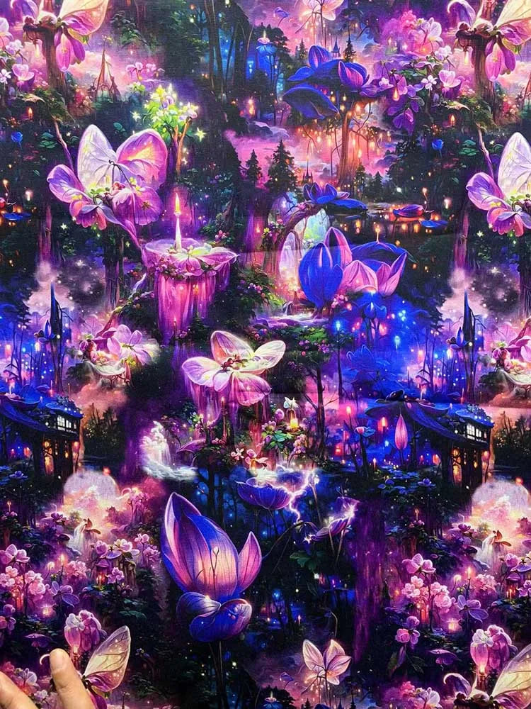 HD Digital Print Cotton Fabric | Fairy Tale Elf Design | Sold by Half Meter