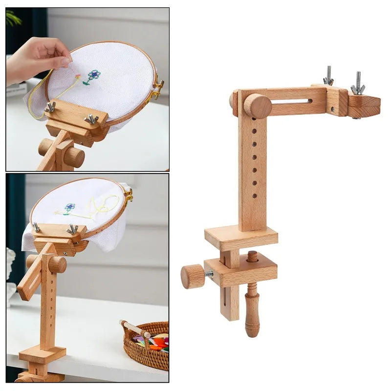 Soporte de escritorio ajustable para bastidor de bordado de madera con rotación de 360 grados Marcos de bastidor de punto de cruz Anillos Regalos para adultos y madres Costura