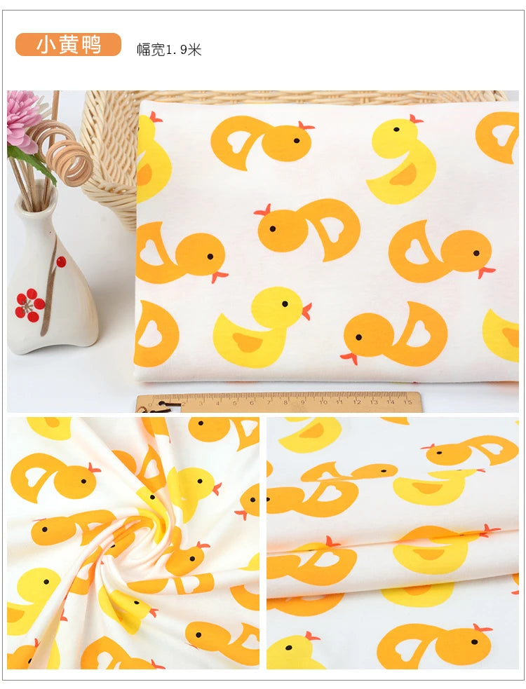 100% Cotton Knitted Print Fabric | 185 g/m² | 90×50cm | Baby Clothes, Bedding & Pajamas