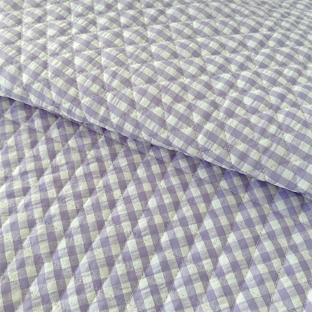 Quilted Cotton Padded Composite Fabric – 57" × 20" Color-Block Plaid Panel | Clothing Lining & Cushion Sewing