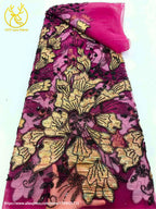 Tela de encaje bordado con cuentas de jacquard africano 2026, tul francés, tela de encaje con lentejuelas para vestido de novia de mujer, material de costura