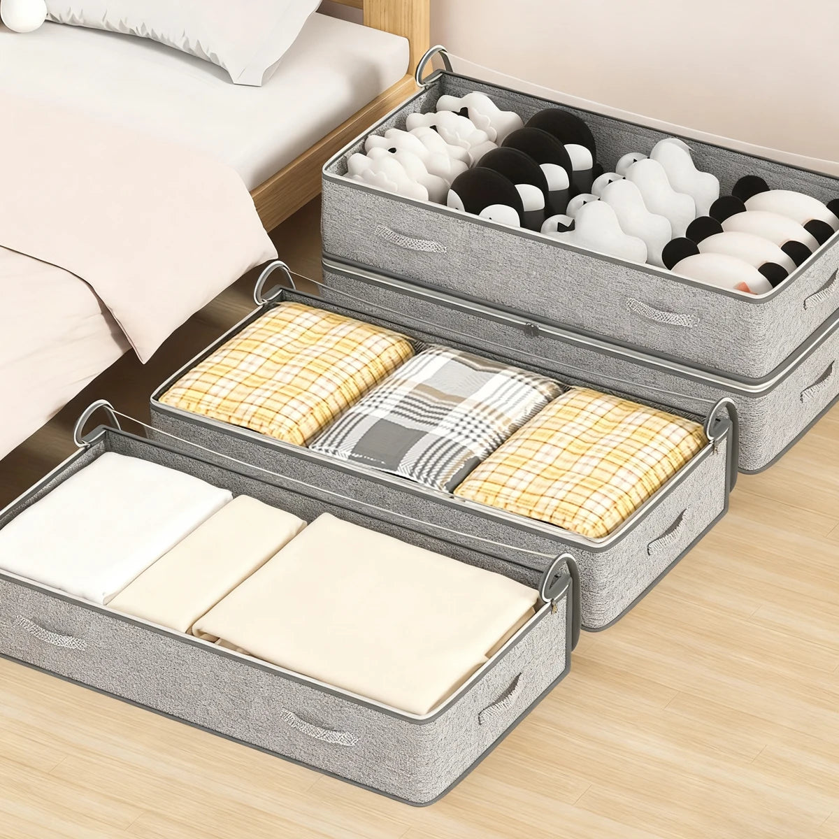 Foldable Underbed Quilt Storage Bag – Large Capacity Dust-Proof Organizer for Quilts, Clothes & Bedding