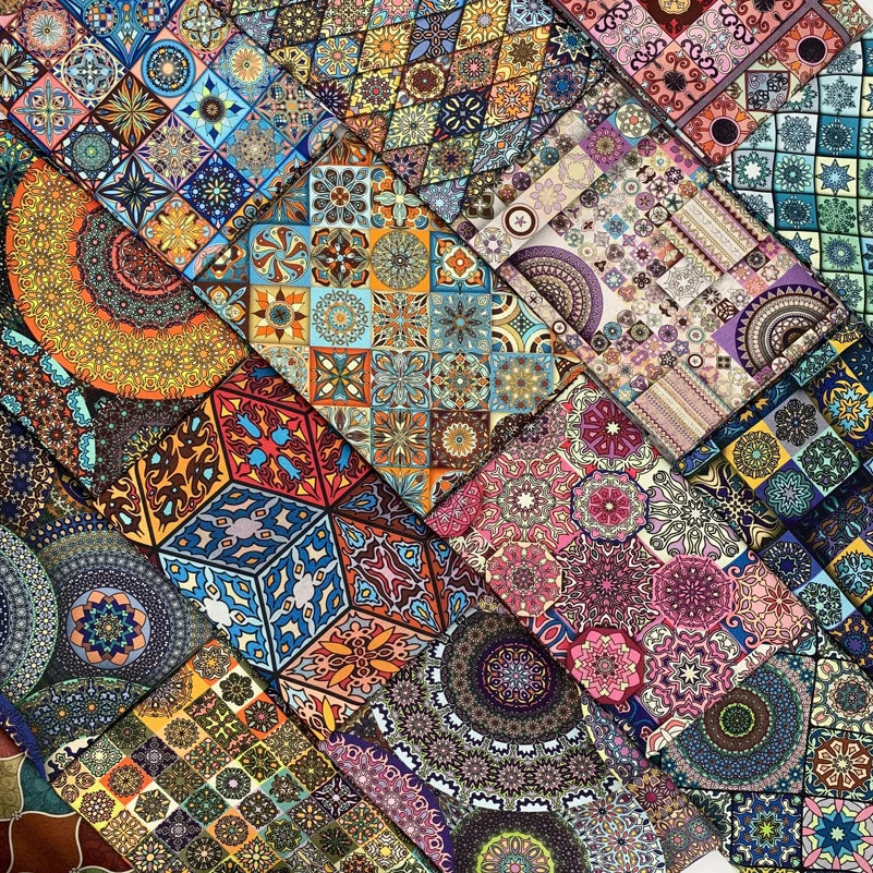 Mandala Boho Print 100% Cotton Fabric | 110cm Wide | Sold by the Half Meter