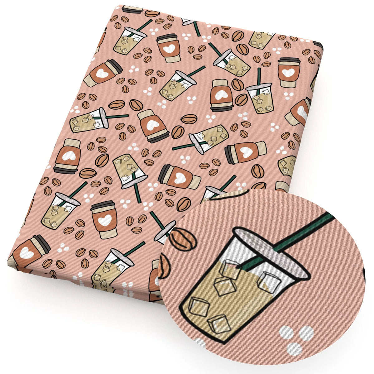 Coffee Beans Print Polyester Cotton Fabric — 50×145cm (20×57") | Quilting, Patchwork & DIY Crafts