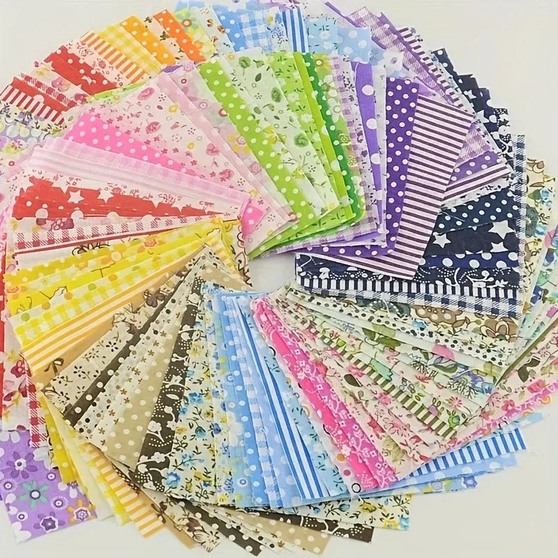 50-Piece Floral Cotton Fabric Squares - 10x10cm Patchwork Craft Pack