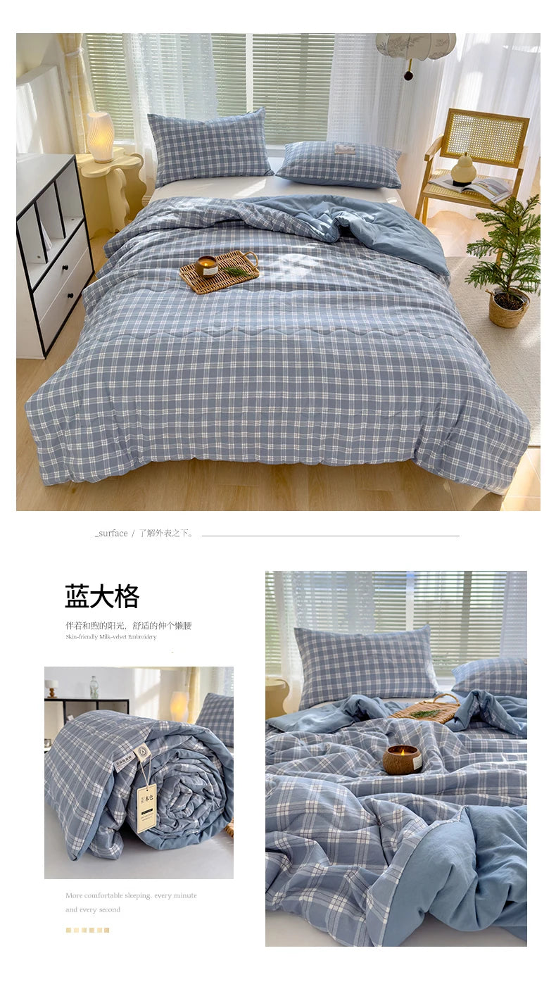 Nordic Style All-Season Cotton Comforter – Lightweight Soybean Fiber Duvet | Single, Double, Queen & King