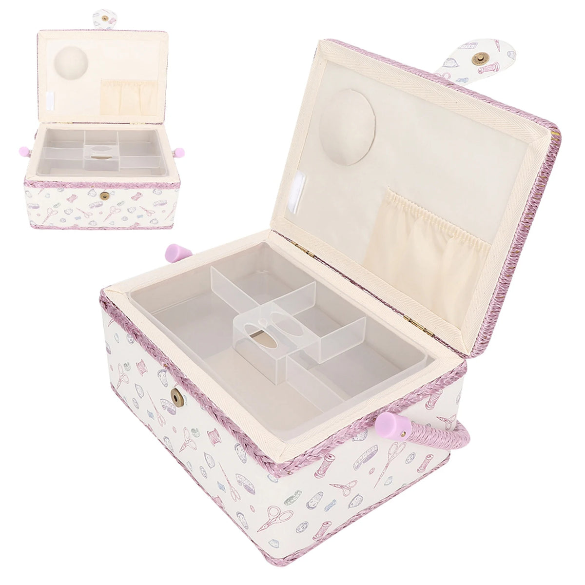 Vintage Sewing Basket Household Fabric Craft Thread Needle Storage Box Organizer