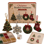 Kit de adornos navideños con cuentas para manualidades, juego de abalorios hechos a mano de 4 piezas, árbol de Navidad, copo de nieve, corona y calcetín, regalo de manualidades navideñas