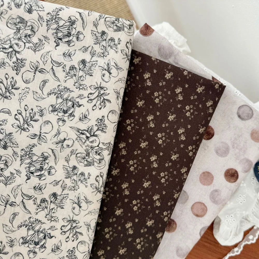French Vintage Print Cotton Poplin Fabric – 40S, 100% Cotton, 140 cm Wide