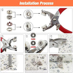 Metal Snap Fastener Kit with Pliers – 50 or 100 Sets
