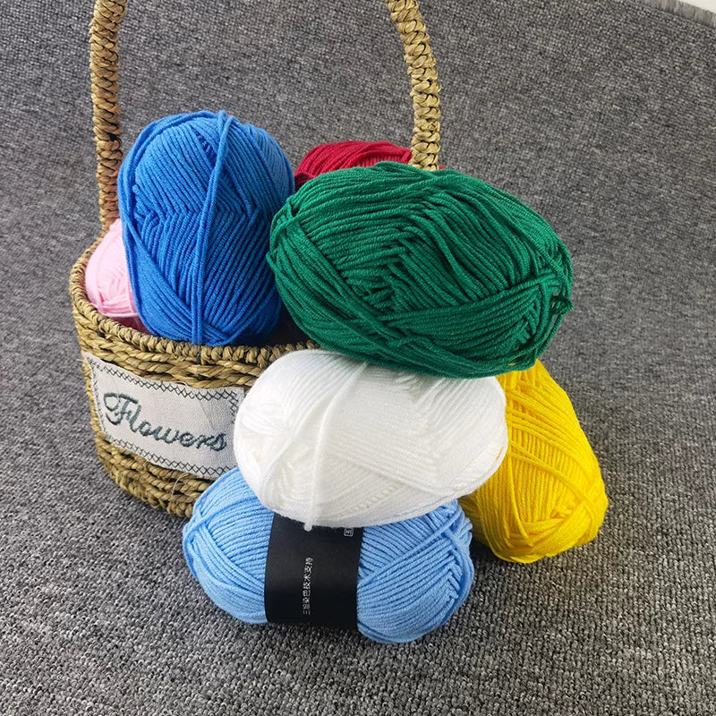 4-Ply Milk Cotton Knitting Yarn – 80% Cotton Blend | 40-50g Skein for Crochet, Sweaters & Amigurumi