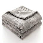 Manta de Algodón 100% Suave Transpirable de Waffle para Cama Twin Queen King Manta Decorativa a Cuadros para Sofá Mantas Ligeras de Verano