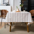 Boho Farmhouse Striped Cotton Linen Tablecloth – Washable Rectangle Table Cover for Kitchen, Dining & Picnic