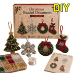 Kit de adornos de Navidad con cuentas — Juego de 4 piezas | Árbol, copo de nieve, corona y calcetín