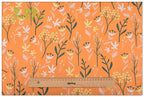 Orange Floral Printed Twill Cotton Fabric – 160cm (63") Wide | Cut to Order