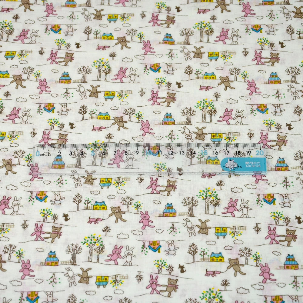 Booksew Yellow & Pink Floral Cotton Fabric – Thin Woven, 150cm Wide