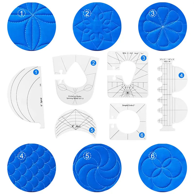 6-Piece Acrylic Quilting Template Ruler Set
