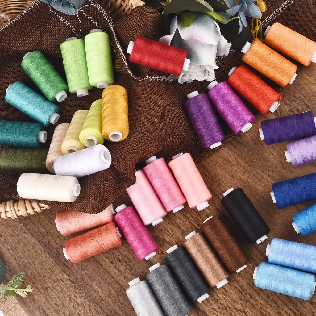 Polyester Sewing Thread Set — 6 Rolls, 400 Yards Each