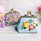 Kit de bordado para bolsos DIY – Bolso y cartera con punto de cruz floral | Ideal para principiantes