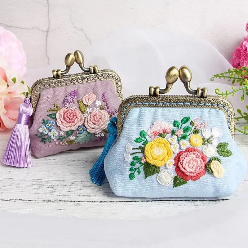DIY Floral Handbag & Wallet Embroidery Kit – 4 Design Options