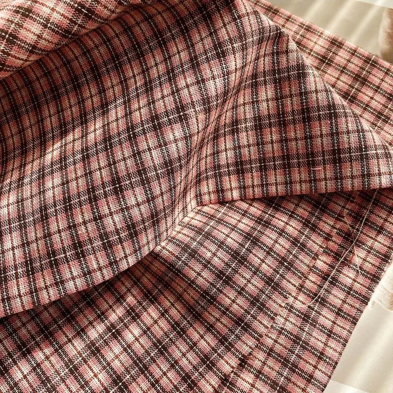Classic Check Cotton Fabric – Soft & Breathable | 150cm Wide for Shirts, Cheongsam & DIY Sewing