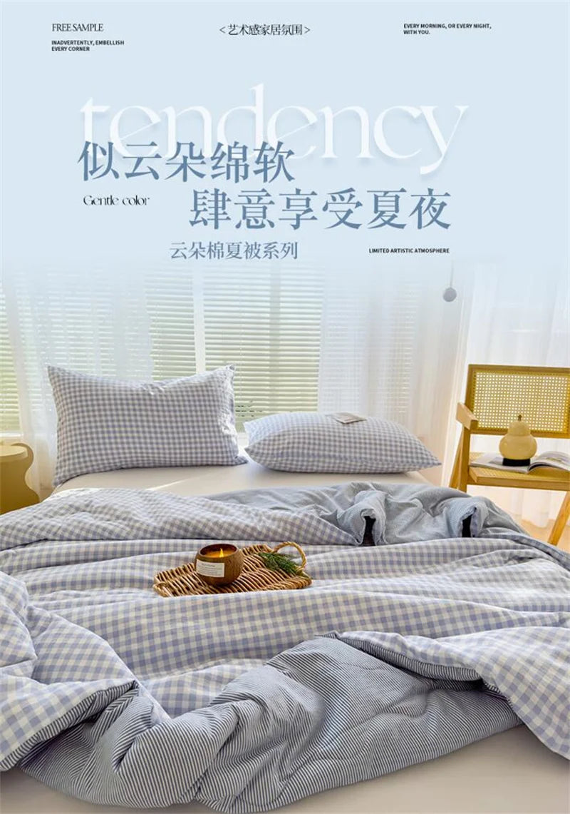 Nordic Style All-Season Cotton Comforter – Lightweight Soybean Fiber Duvet | Single, Double, Queen & King