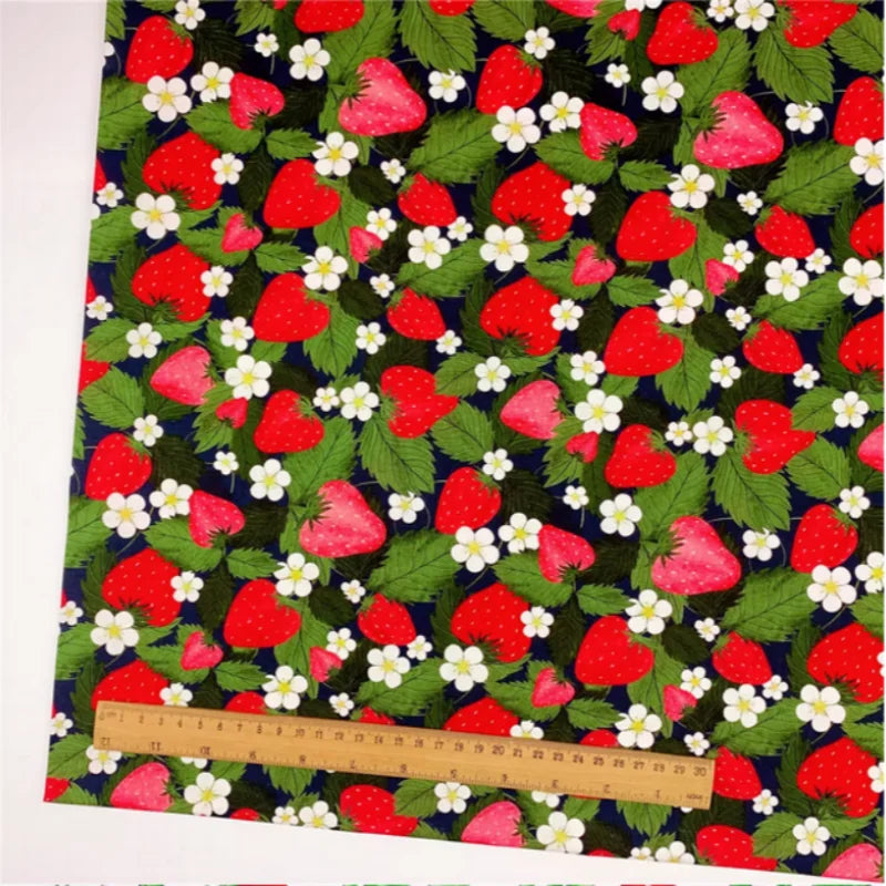 Strawberry & Watermelon Print 100% Cotton Fabric – 110cm Wide | Baby Clothing, Dresses & Handmade