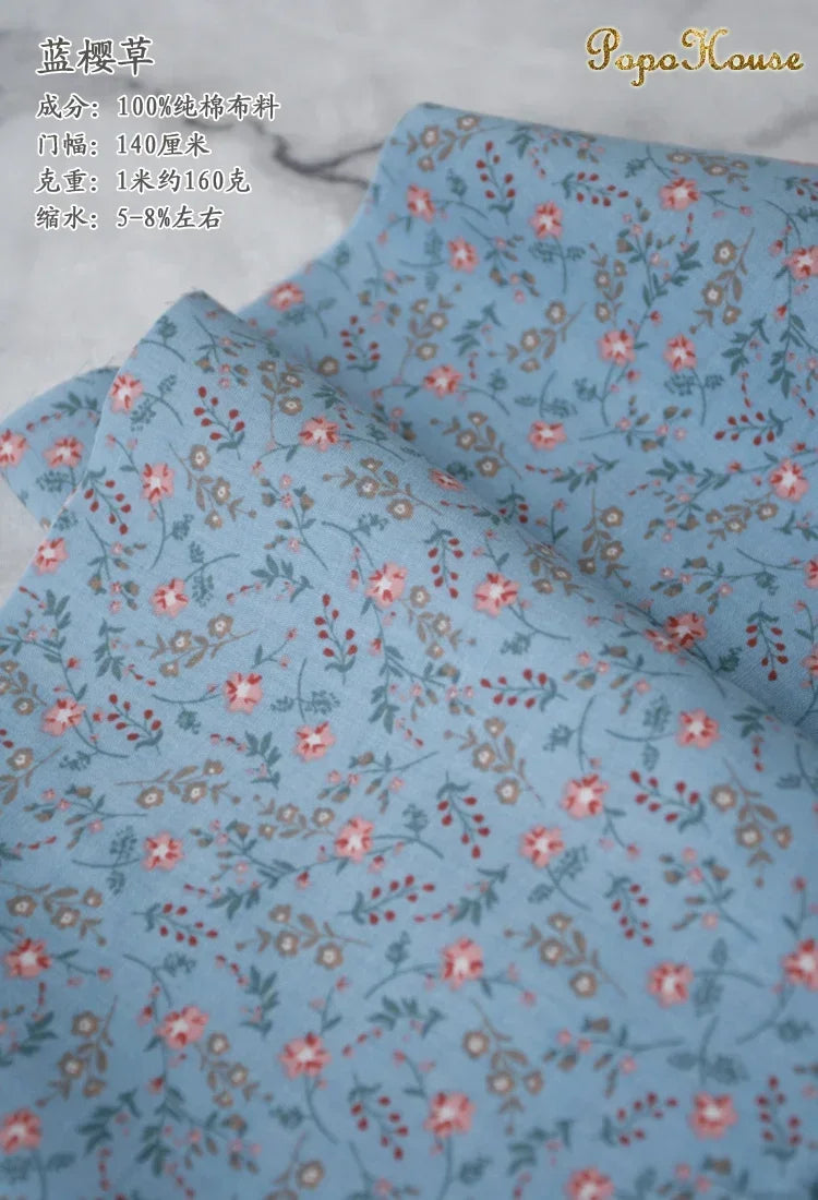 145cm Floral Cotton Poplin Fabric, 50cm Piece