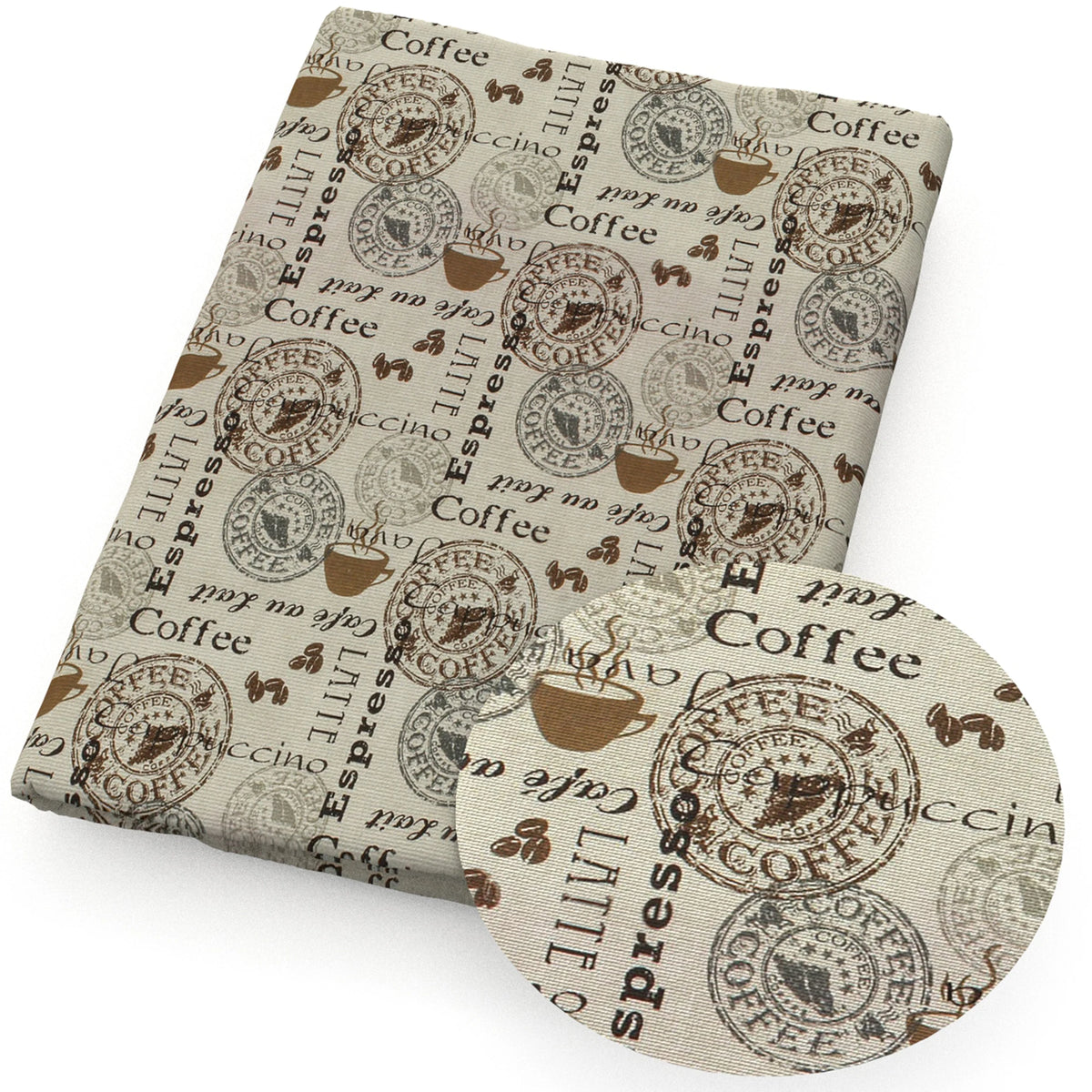 Coffee Beans Print Polyester Cotton Fabric — 50×145cm (20×57") | Quilting, Patchwork & DIY Crafts