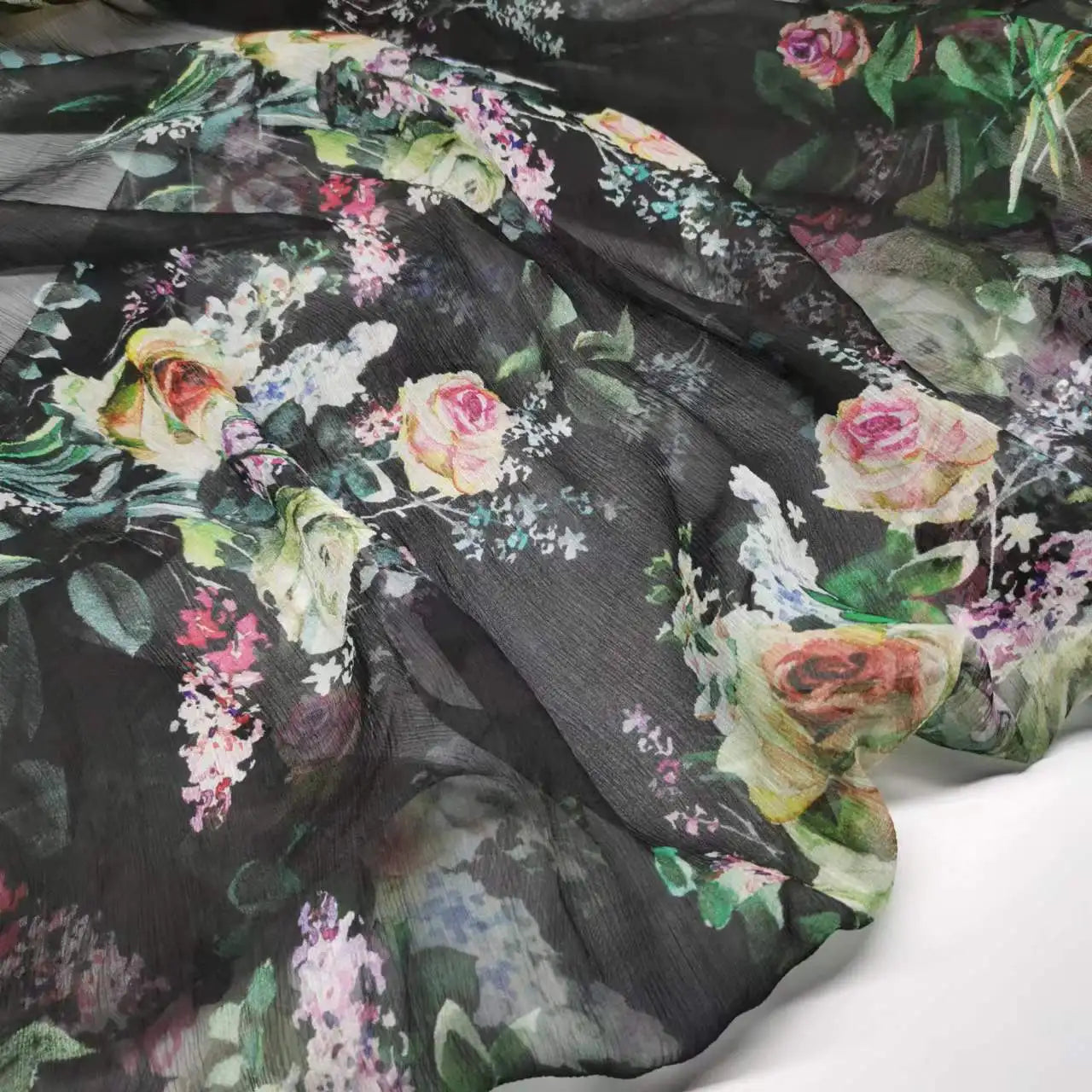 Floral Print Silk-Cotton Blend Fabric – 135cm Wide, 9-10mm | Dresses, Blouses & Luxury DIY Sewing