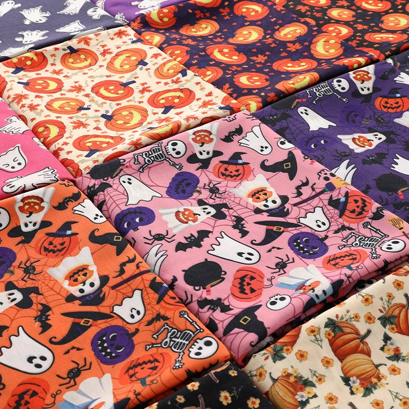 Halloween Print Fabric – Spiderweb, Ghost & Holiday Motifs | 100% Polyester, 150cm Wide