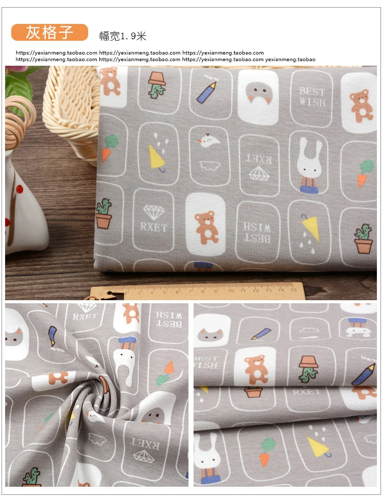 Soft Print 100% Cotton Knit Fabric – 185 g/m² | Baby Clothes, Pajamas & Bedding | 50×90cm