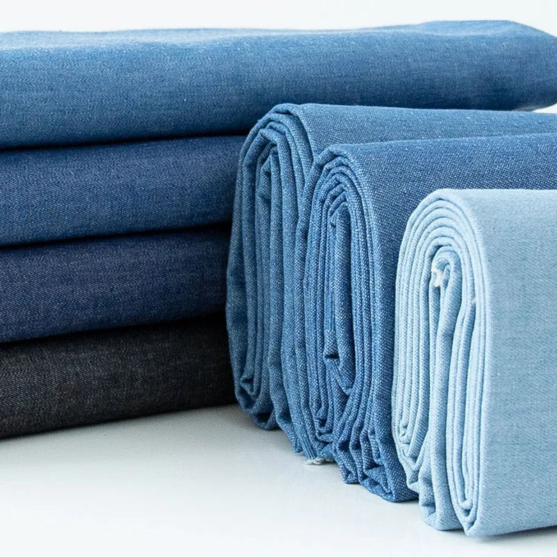 Vintage Blue Denim Fabric – 57" Wide, 170gsm | Lightweight Cotton Blend | Jeans, Dresses, Bags & DIY Crafts (Sold by the Yard)