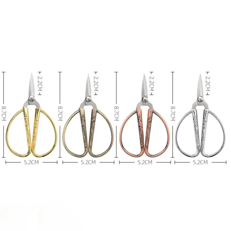 Tijeras de coser retro mini — Cortahílos de acero inoxidable vintage en 6 acabados