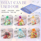 Bolsas de Regalo de Organza con Cordón de Luna y Estrellas – Paquete de 50 Bolsas de Recuerdos Multicolor | 4 Tamaños