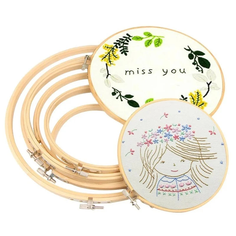 Round Bamboo Embroidery Hoops — Set of 10 (3–12 inch)